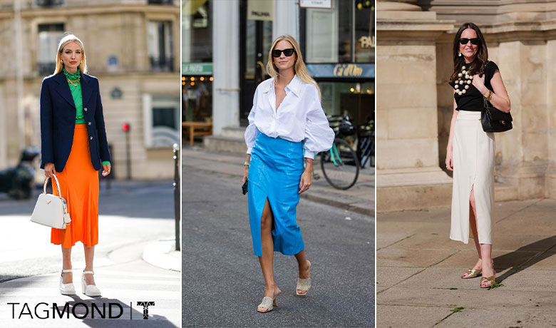 استایل با دامن بلند طرح دار