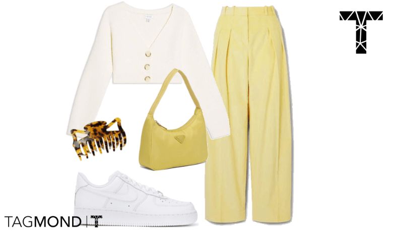 شلوارهای پارچه‌ای گشاد در تناژهای خنثی و پاستلی